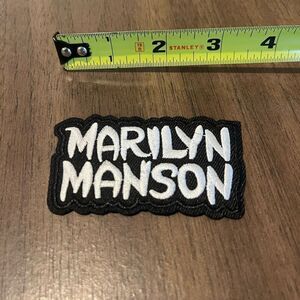 Marilyn Manson Black & White Words Logo Cutout Iron On Appliqué Patch